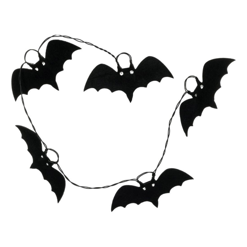 LED dekorativ kedja HALLOWEEN 10xLED/2xAA/varm vit 1,3m fladdermöss
