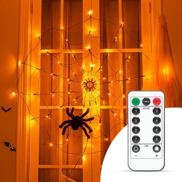 LED dekorativ kedja HALLOWEEN LED/5V/8 funktioner spider web + fjärrkontroll