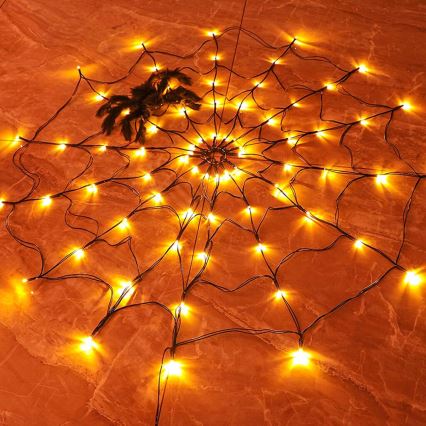 LED dekorativ kedja HALLOWEEN LED/5V/8 funktioner spider web + fjärrkontroll