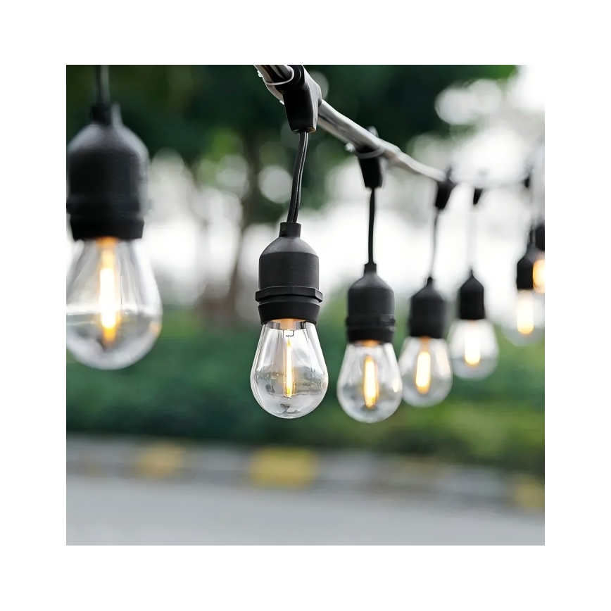 LED dekorativ utomhusslinga 10xE27/1W/230V 10 m IP65 svart