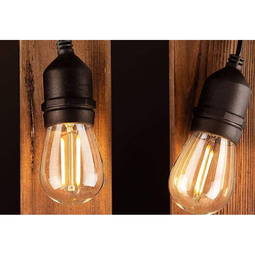 LED dekorativ utomhusslinga 10xE27/1W/230V 10 m IP65 svart
