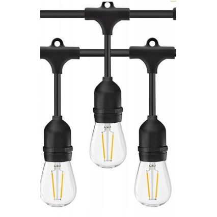 LED dekorativ utomhusslinga 10xE27/1W/230V 10 m IP65 svart