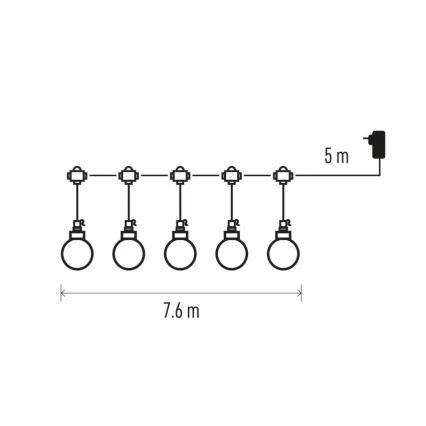 LED dekorativ utomhusslinga 20xLED/12,6m IP44 varm vit