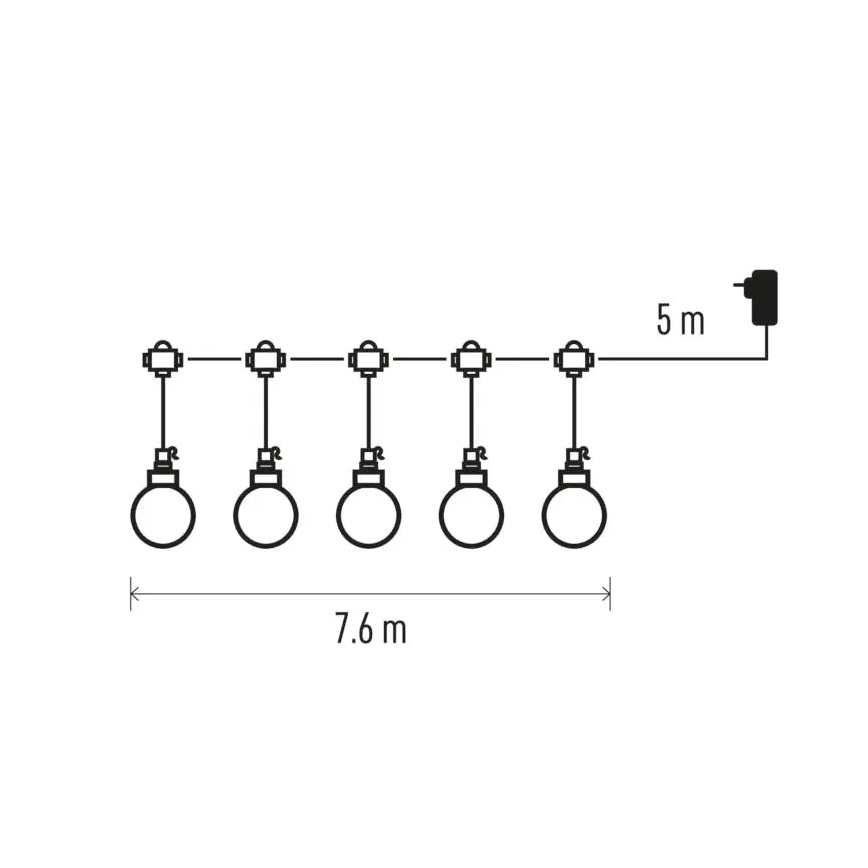 LED dekorativ utomhusslinga 20xLED/12,6m IP44 varm vit