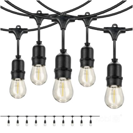 LED dekorativ utomhusslinga BAJA ST64 10xE27/1W/230V 10,9m IP44 varm vit