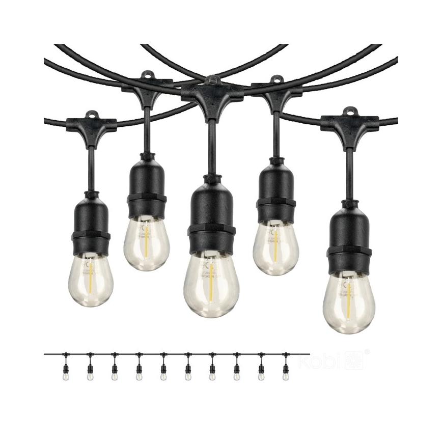 LED dekorativ utomhusslinga BAJA ST64 10xE27/1W/230V 10,9m IP44 varm vit