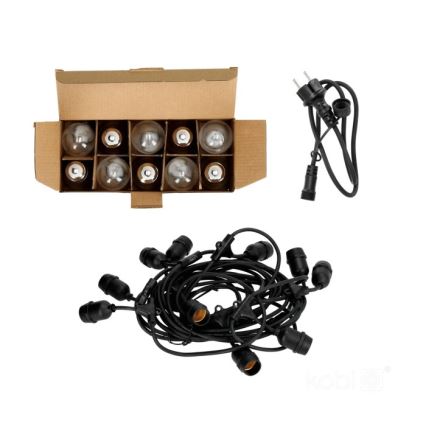 LED dekorativ utomhusslinga BAJA ST64 10xE27/1W/230V 10,9m IP44 varm vit