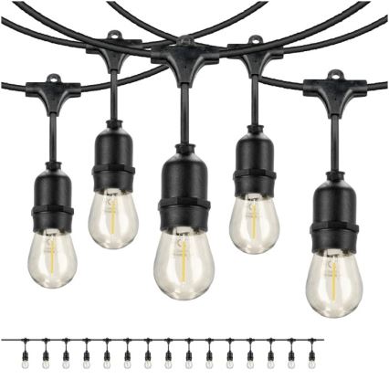 LED dekorativ utomhusslinga BAJA ST64 15xE27/1W/230V 15,9m IP44 varm vit