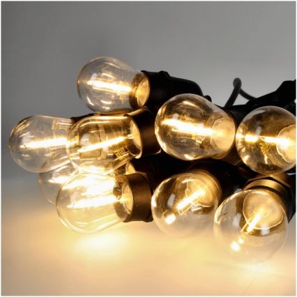 LED dekorativ utomhusslinga BAJA ST64 15xE27/1W/230V 15,9m IP44 varm vit
