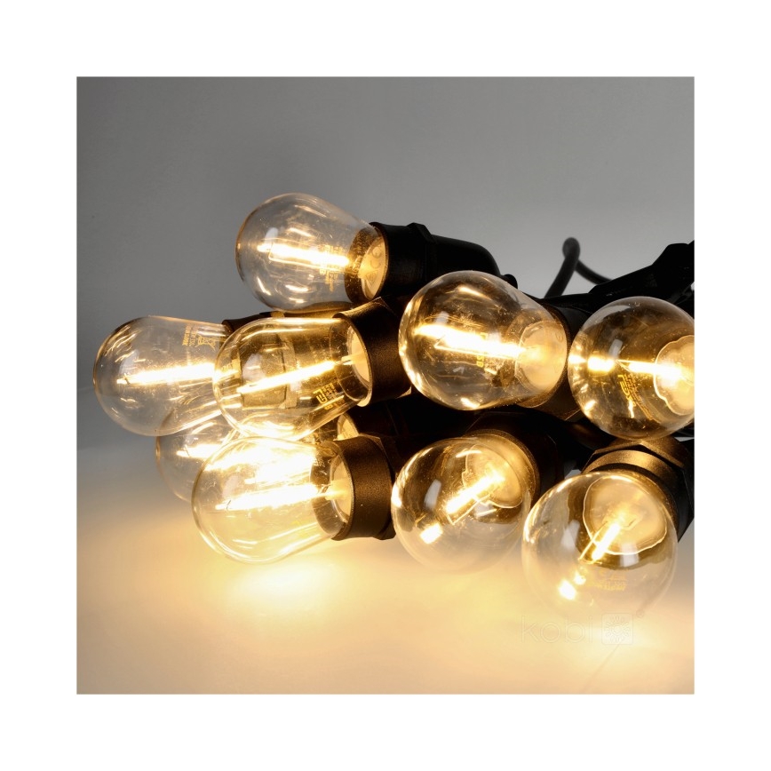 LED dekorativ utomhusslinga BAJA ST64 15xE27/1W/230V 15,9m IP44 varm vit