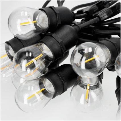 LED dekorativ utomhusslinga BAJA ST64 15xE27/1W/230V 15,9m IP44 varm vit