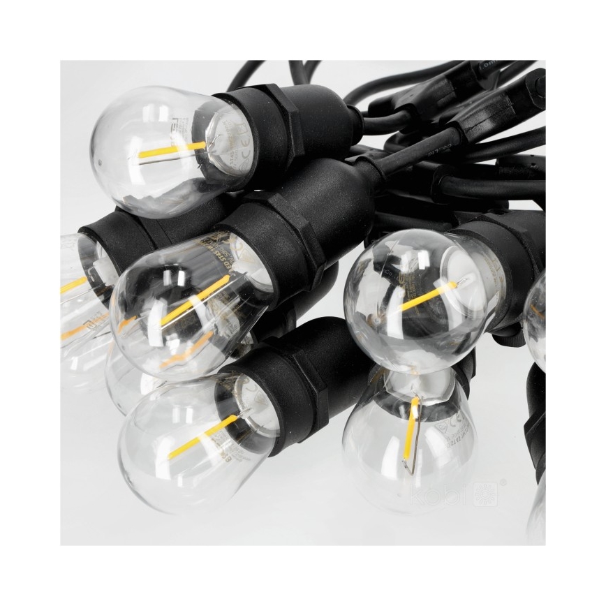 LED dekorativ utomhusslinga BAJA ST64 15xE27/1W/230V 15,9m IP44 varm vit