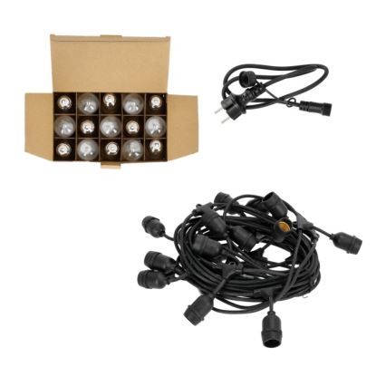 LED dekorativ utomhusslinga BAJA ST64 15xE27/1W/230V 15,9m IP44 varm vit