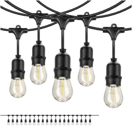 LED dekorativ utomhusslinga BAJA ST64 20xE27/1W/230V 10,9m IP44 varm vit