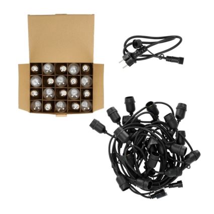 LED dekorativ utomhusslinga BAJA ST64 20xE27/1W/230V 10,9m IP44 varm vit