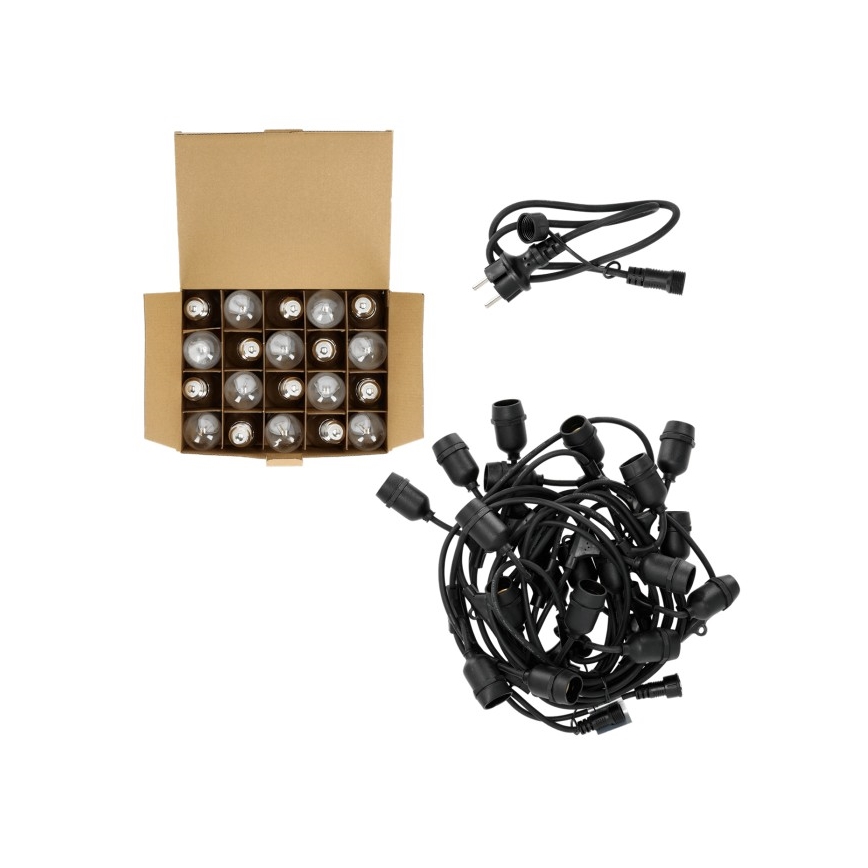 LED dekorativ utomhusslinga BAJA ST64 20xE27/1W/230V 10,9m IP44 varm vit