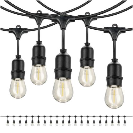 LED dekorativ utomhusslinga BAJA ST64 20xE27/1W/230V 20,9m IP44 varm vit