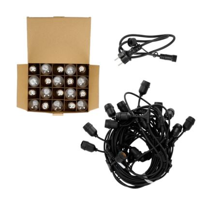 LED dekorativ utomhusslinga BAJA ST64 20xE27/1W/230V 20,9m IP44 varm vit