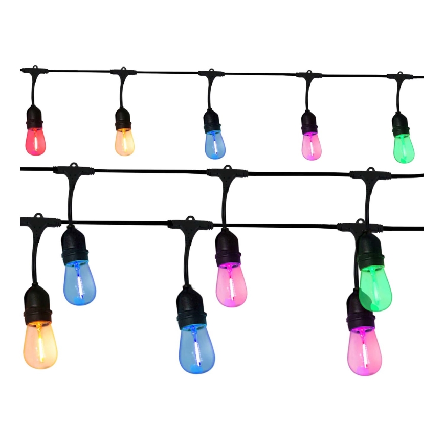LED dekorativ utomhusslinga PARTY NEON 7,6 m 10xE27/0,6W/36V IP44