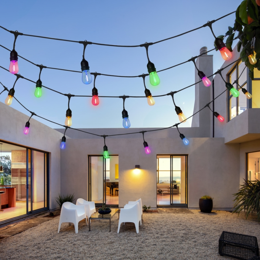 LED dekorativ utomhusslinga PARTY NEON 7,6 m 10xE27/0,6W/36V IP44