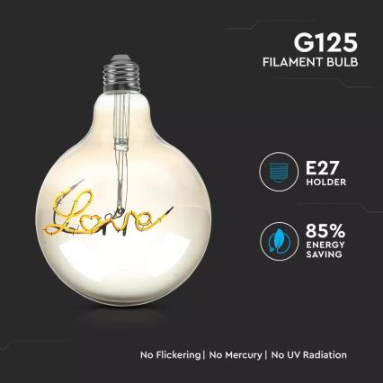 LED dekorativbelysning Glödlampa FILAMENT G125 E27/5W/230V 2200K