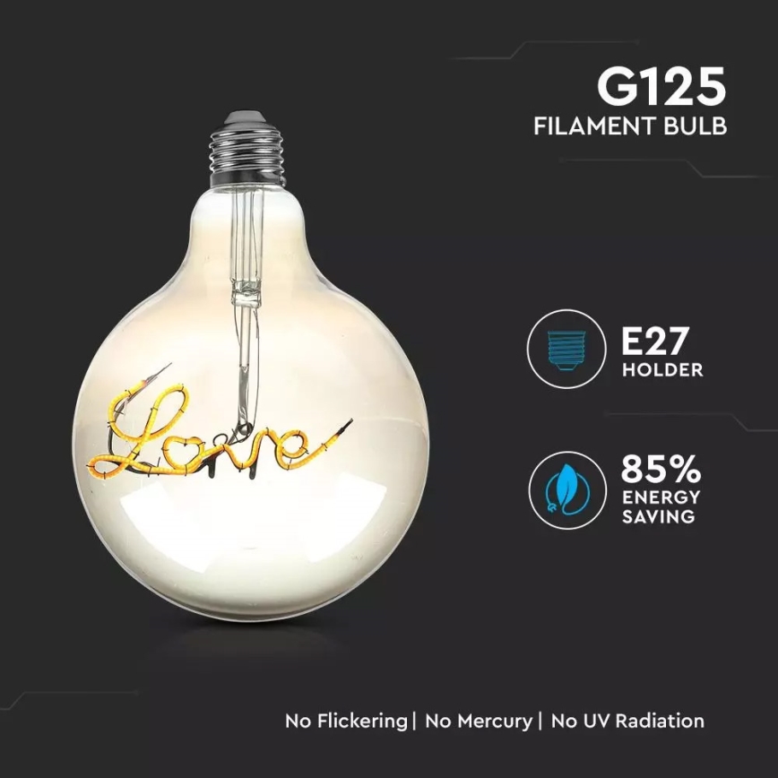 LED dekorativbelysning Glödlampa FILAMENT G125 E27/5W/230V 2200K