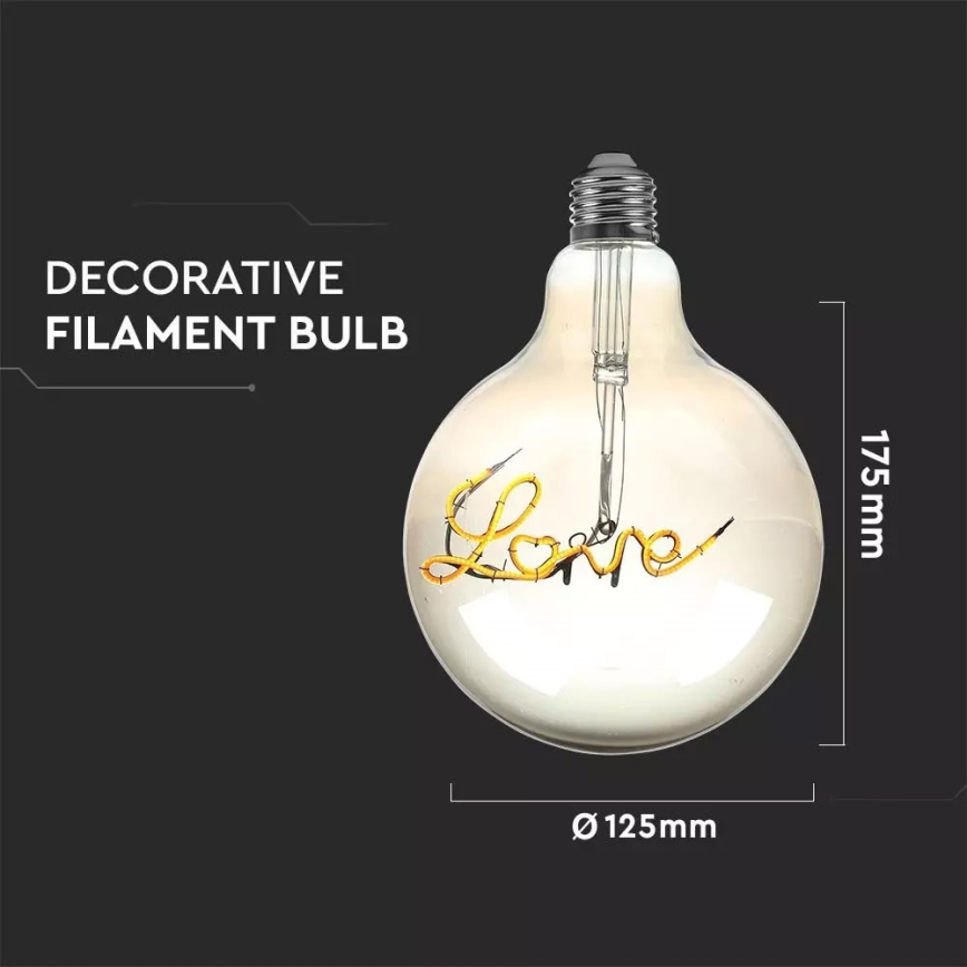 LED dekorativbelysning Glödlampa FILAMENT G125 E27/5W/230V 2200K