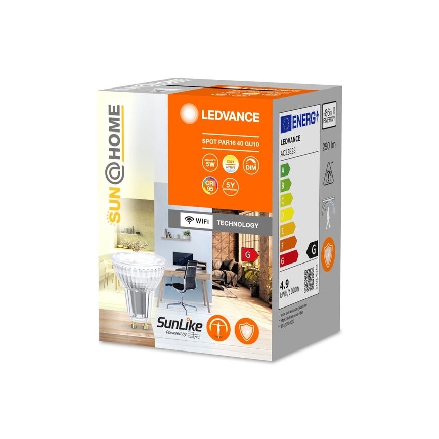 LED Dimbar antibakteriell glödlampa PAR16 GU10/4,9W/230V Wi-Fi - Ledvance