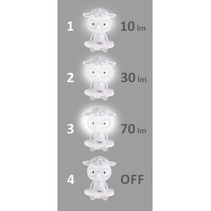 LED Dimbar Barn nattlampa LED/2,5W/230V får grå