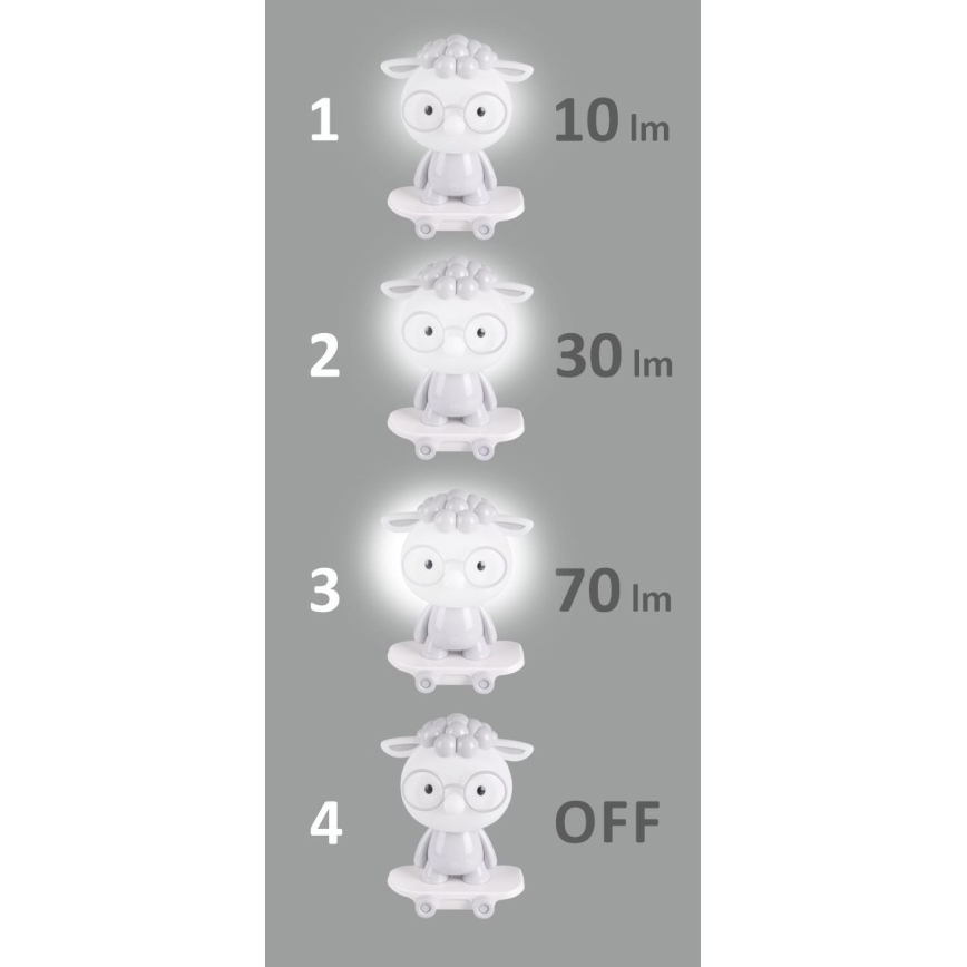 LED Dimbar Barn nattlampa LED/2,5W/230V får grå