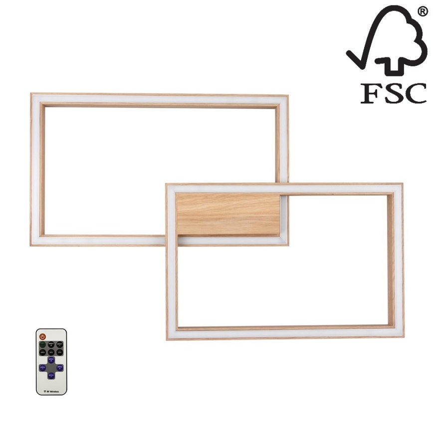 LED Dimbar belysning RAMME LED/48W/230V + Fjärrstyrd matt ek - FSC-certifierad