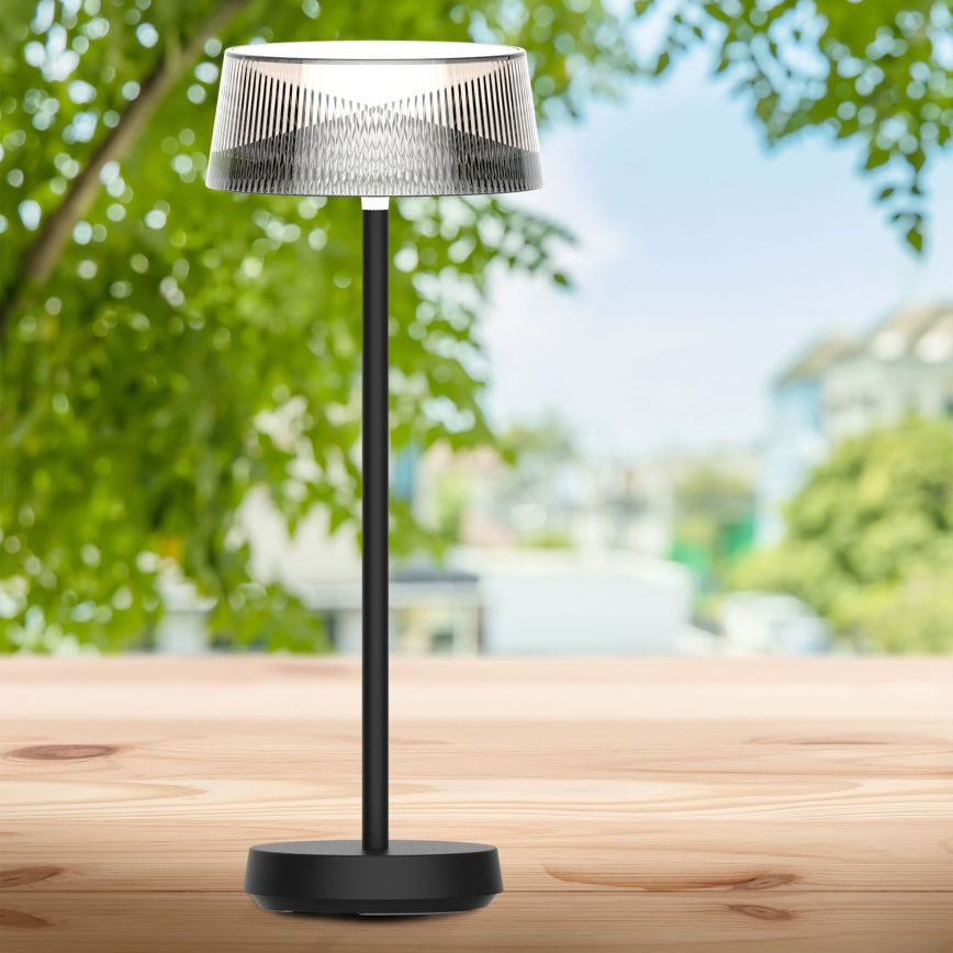 LED Ljusreglerad beröring utomhus bordslampa CASABLANCA LED/3,4W/5V USB 3600 mAh IP44 svart