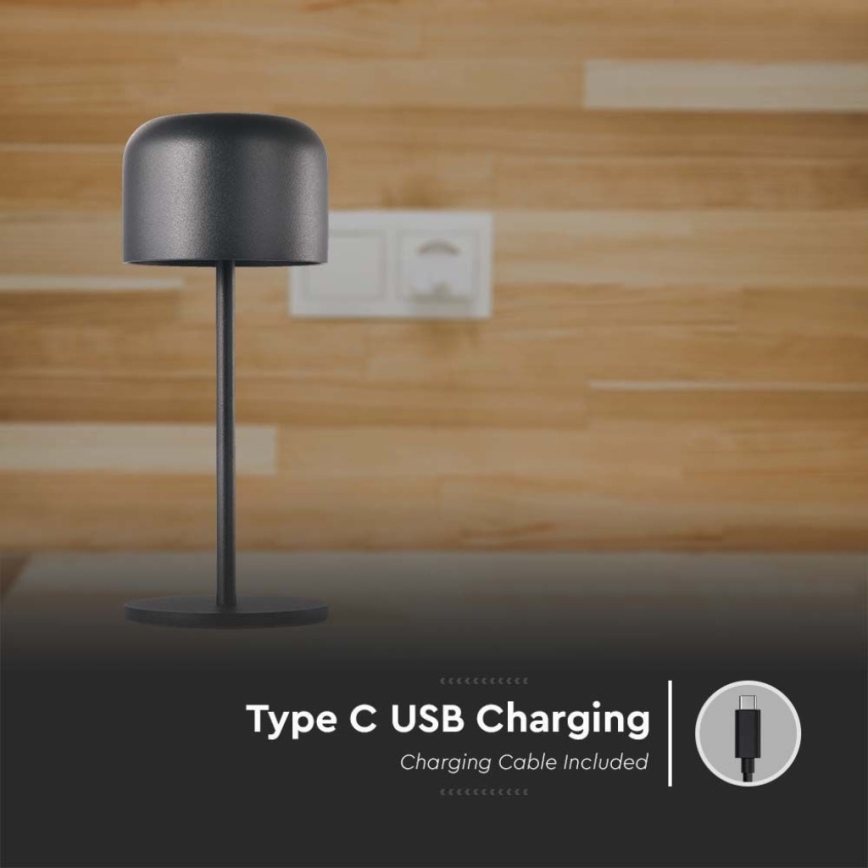 LED Dimbar uppladdningsbar touch bordslampa LED/1,5W/5V 2700-5700K IP54 2200 mAh svart