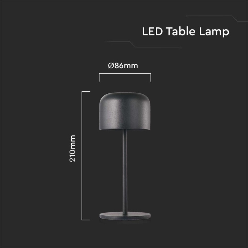 LED Dimbar uppladdningsbar touch bordslampa LED/1,5W/5V 2700-5700K IP54 2200 mAh svart