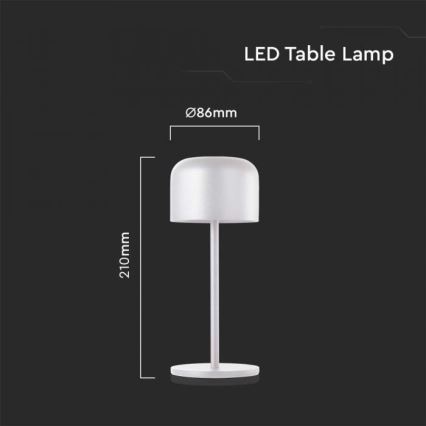 LED Dimbar uppladdningsbar touch bordslampa LED/1,5W/5V 2700-5700K IP54 2200 mAh vit