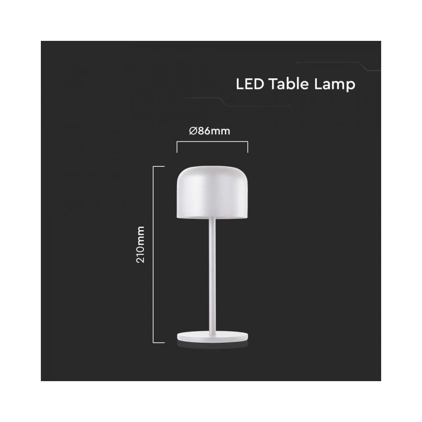 LED Dimbar uppladdningsbar touch bordslampa LED/1,5W/5V 2700-5700K IP54 2200 mAh vit
