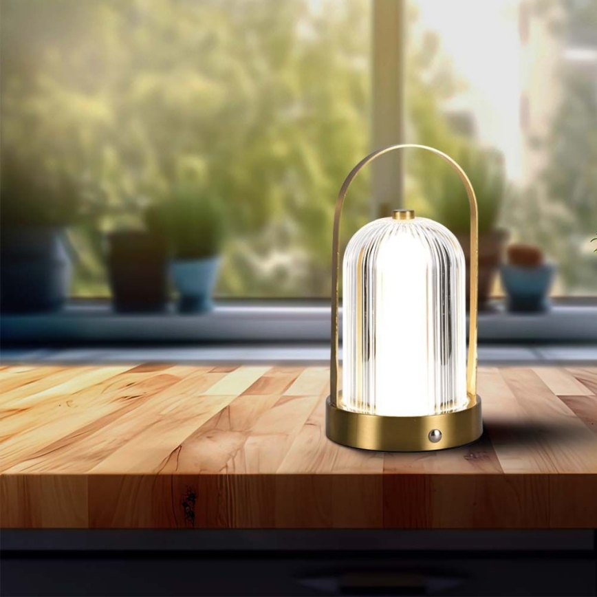 LED Dimbar uppladdningsbar touch bordslampa LED/1W/5V 3000-6000K 1800 mAh guld