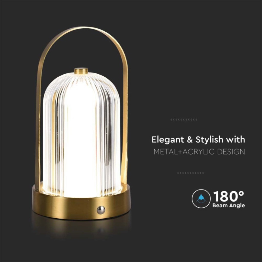 LED Dimbar uppladdningsbar touch bordslampa LED/1W/5V 3000-6000K 1800 mAh guld