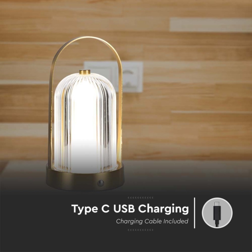 LED Dimbar uppladdningsbar touch bordslampa LED/1W/5V 3000-6000K 1800 mAh guld