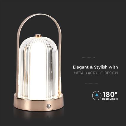 LED Dimbar uppladdningsbar touch bordslampa LED/1W/5V 3000-6000K 1800 mAh koppar