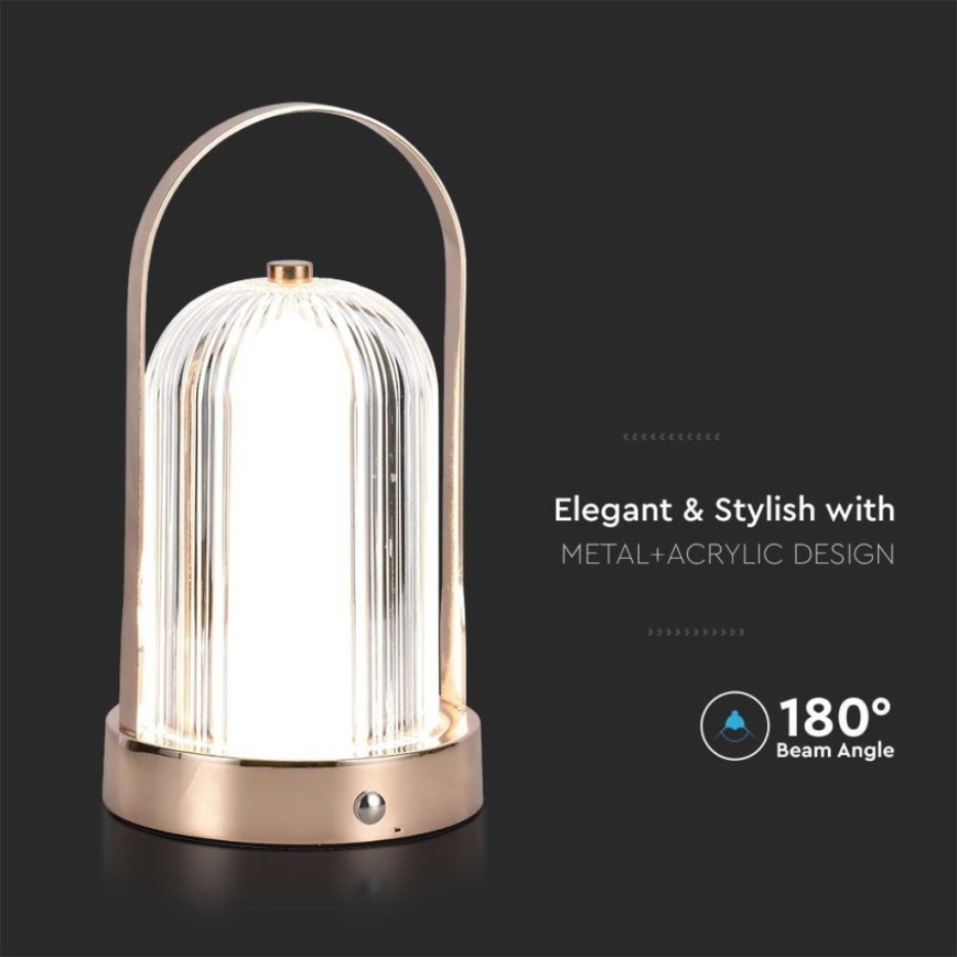 LED Dimbar uppladdningsbar touch bordslampa LED/1W/5V 3000-6000K 1800 mAh koppar