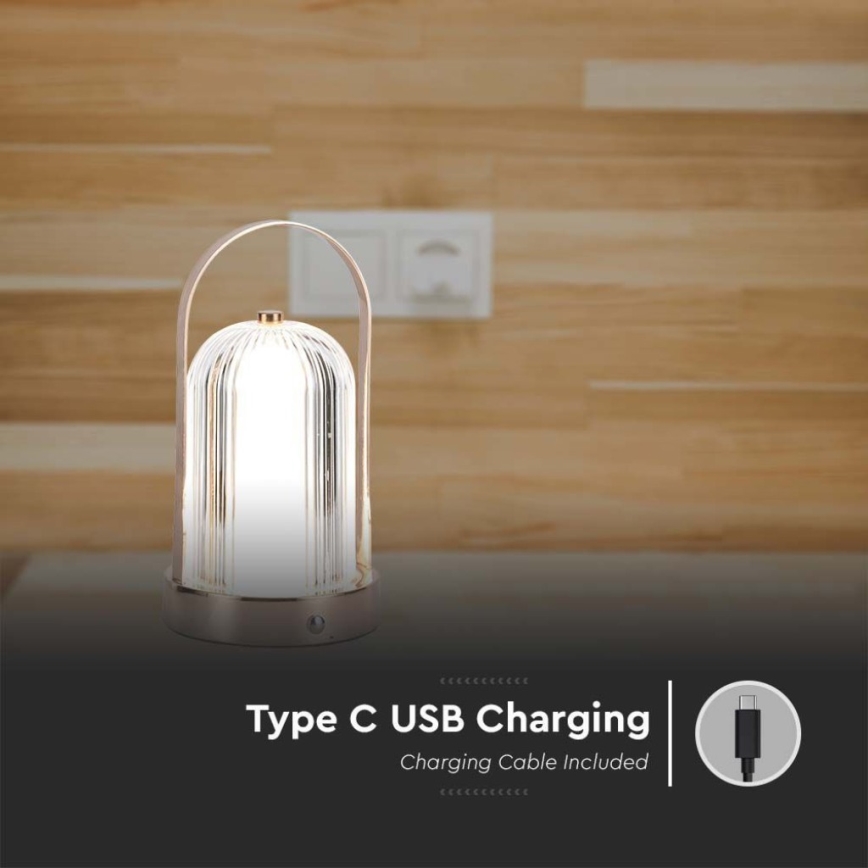 LED Dimbar uppladdningsbar touch bordslampa LED/1W/5V 3000-6000K 1800 mAh koppar