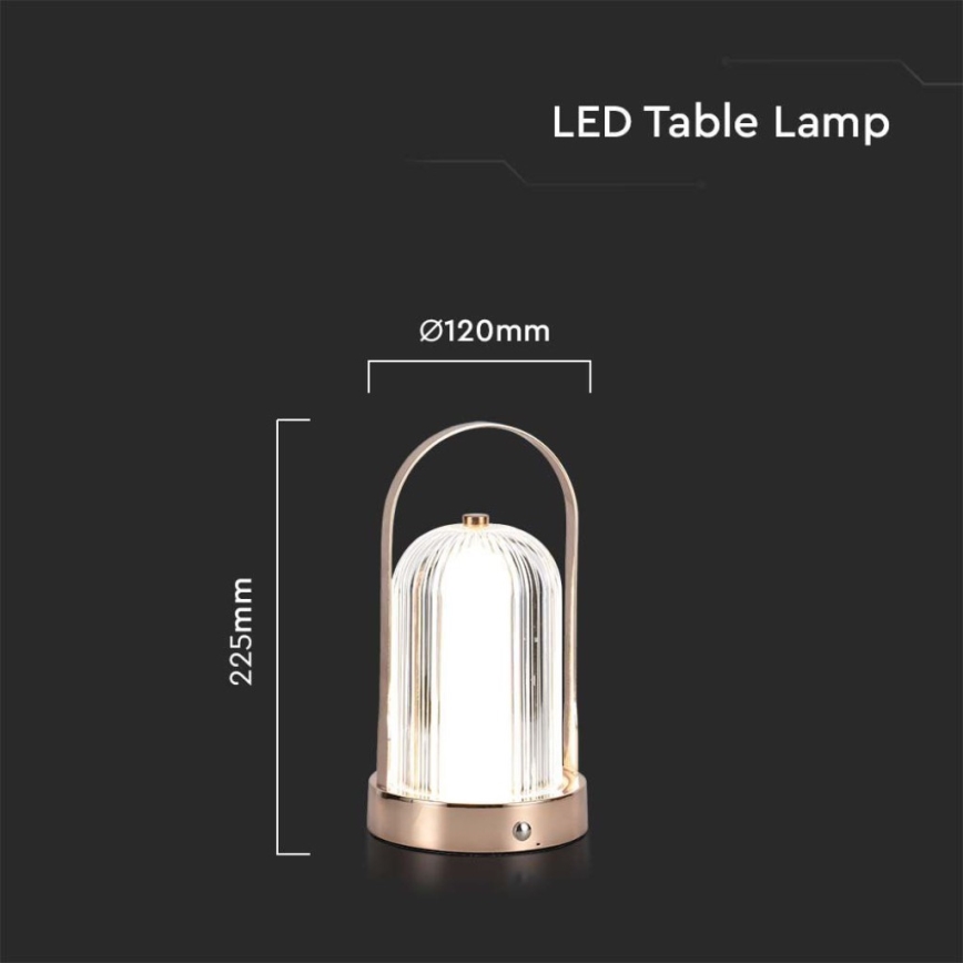LED Dimbar uppladdningsbar touch bordslampa LED/1W/5V 3000-6000K 1800 mAh koppar