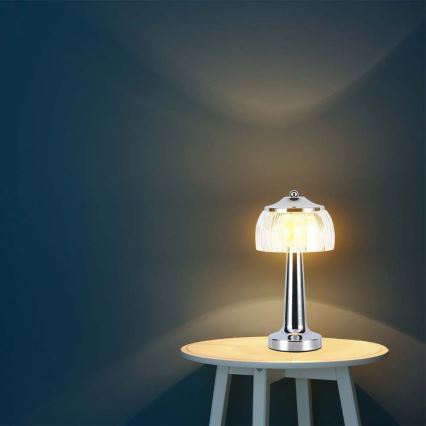 LED Dimbar uppladdningsbar touch bordslampa LED/1W/5V 3000-6000K 1800 mAh skinande krom