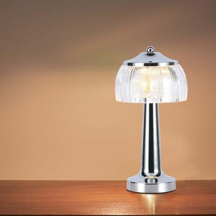 LED Dimbar uppladdningsbar touch bordslampa LED/1W/5V 3000-6000K 1800 mAh skinande krom