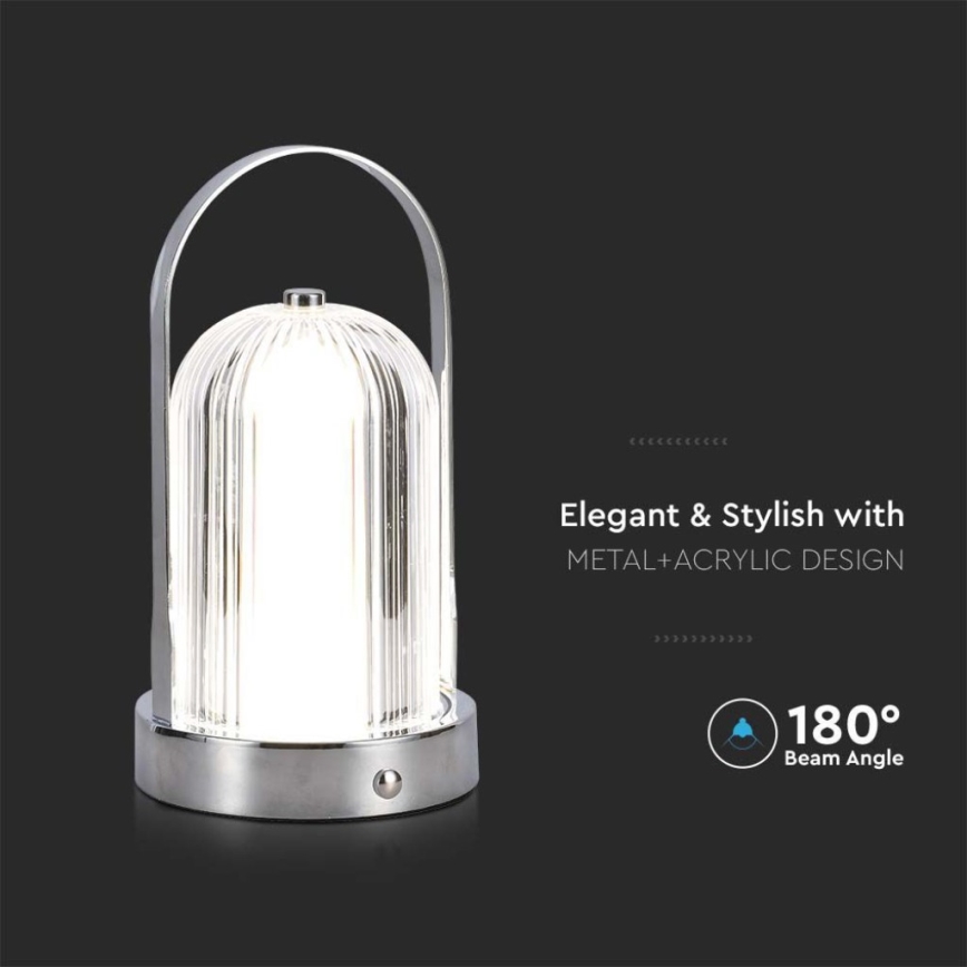 LED Dimbar uppladdningsbar touch bordslampa LED/1W/5V 3000-6000K 1800 mAh matt krom