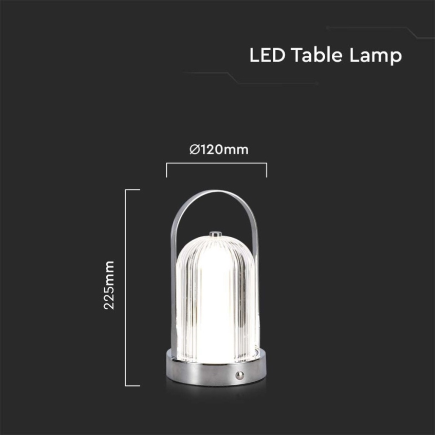 LED Dimbar uppladdningsbar touch bordslampa LED/1W/5V 3000-6000K 1800 mAh matt krom