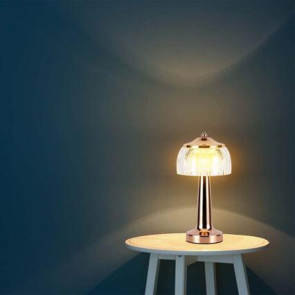 LED Dimbar uppladdningsbar touch bordslampa LED/1W/5V 3000-6000K 1800 mAh Roséguld