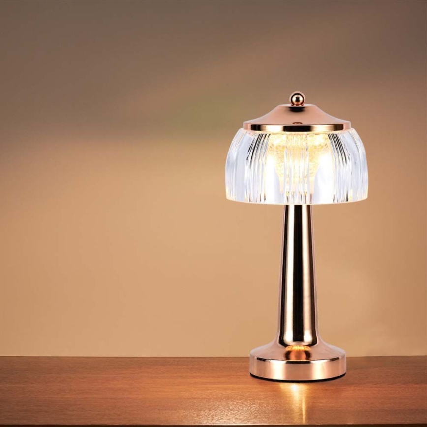LED Dimbar uppladdningsbar touch bordslampa LED/1W/5V 3000-6000K 1800 mAh Roséguld