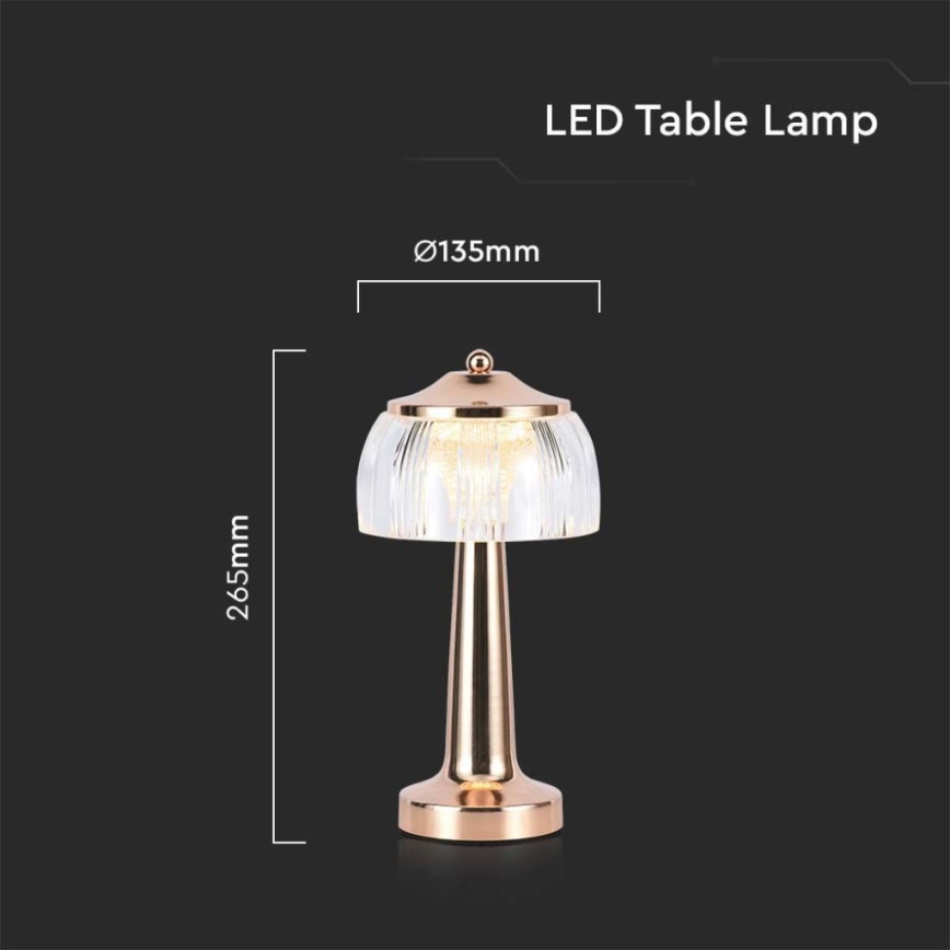 LED Dimbar uppladdningsbar touch bordslampa LED/1W/5V 3000-6000K 1800 mAh Roséguld
